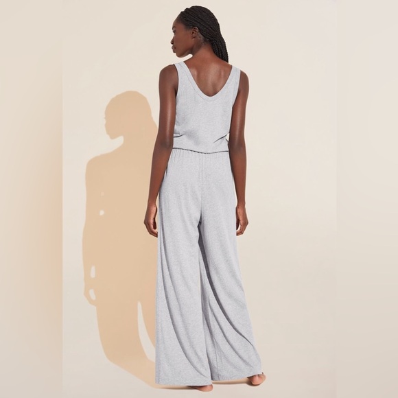 •Eberjey Aloe Infused Cotton Wide Leg Jumpsuit - Heather Grey - Picture 5 of 8